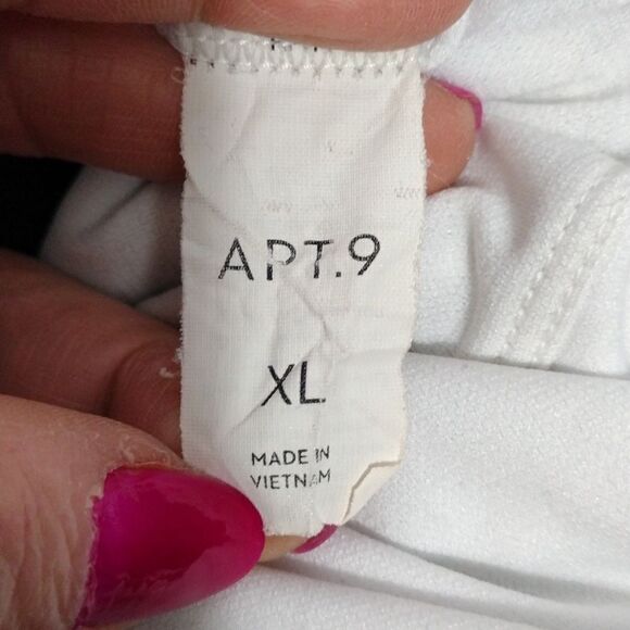 Apt 9 Black White Floral Halter Wrap Front One Piece Swimsuit Dress XL - Picture 12 of 15